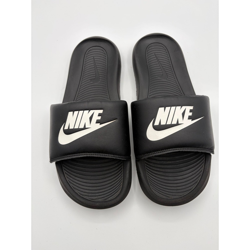 Nike Victori One Slides Mens 10 Black White Logo CN9675-002